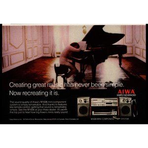 1981 Aiwa M-606 Component Stereo Vintage Print Ad Grand Piano Composer Wall Art